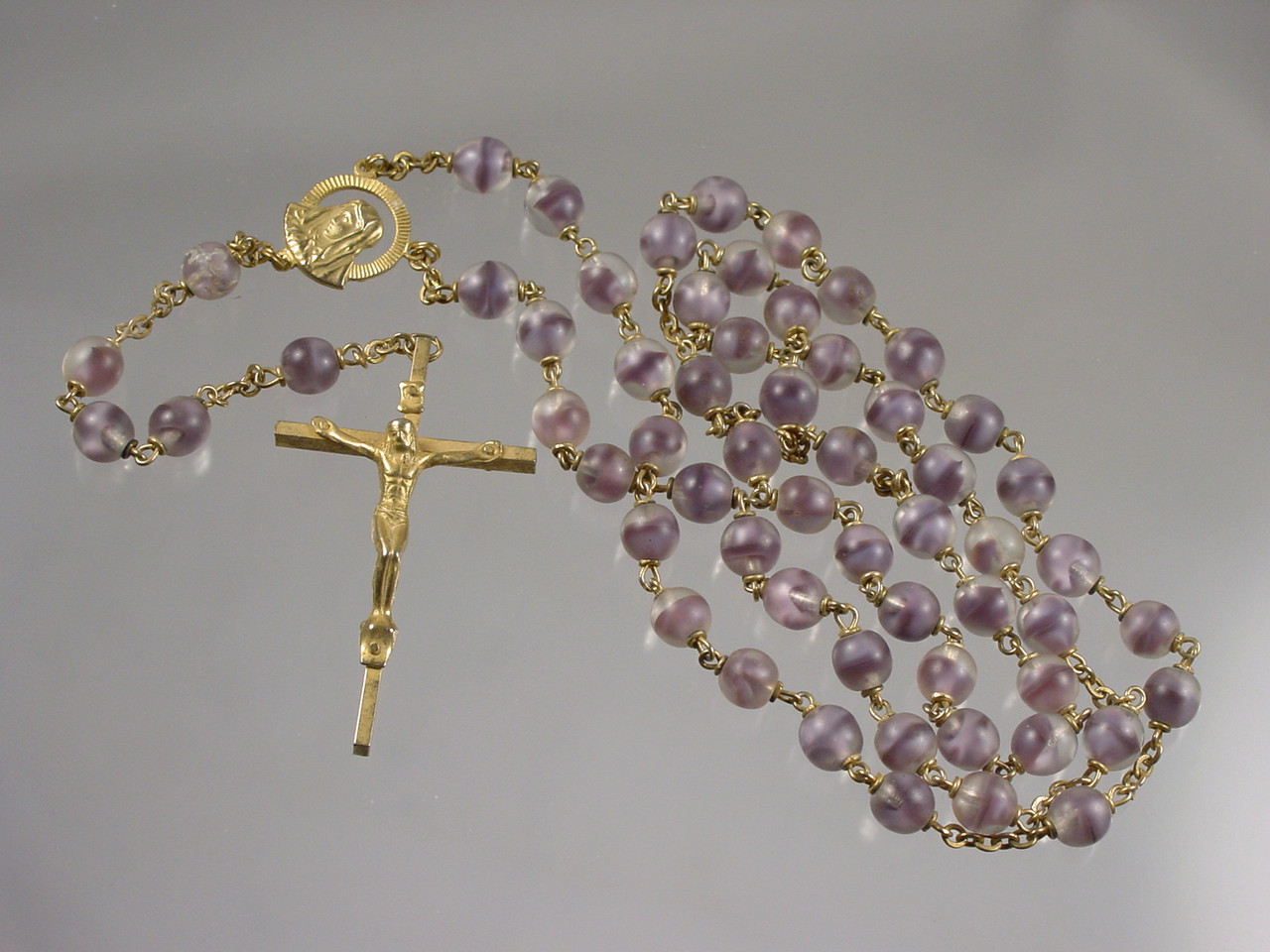 Vintage Roma Italian Frosted Givre Glass Rosary