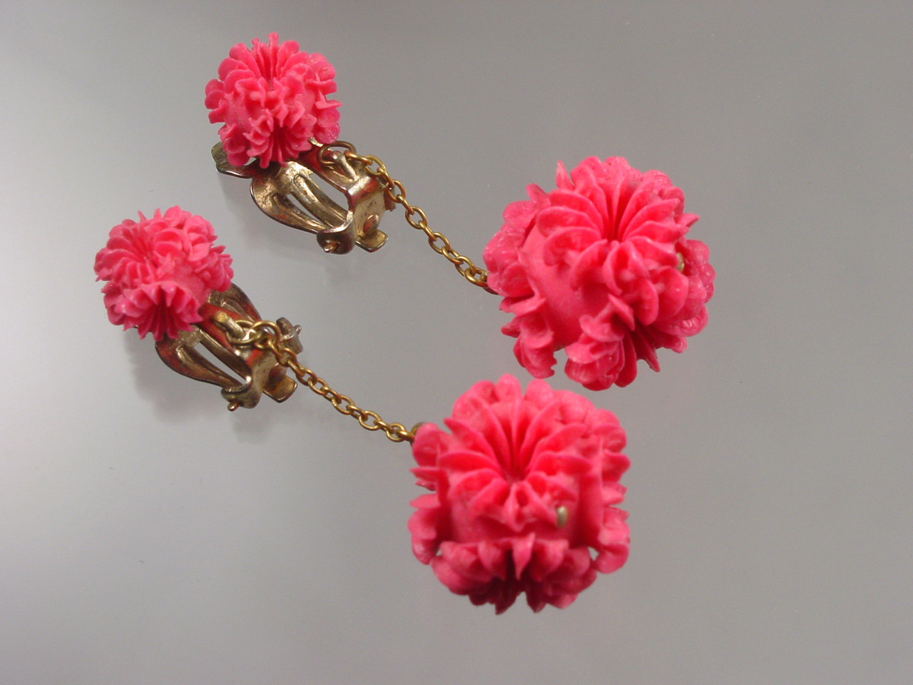 Japan Carved Hot Pink Earrings