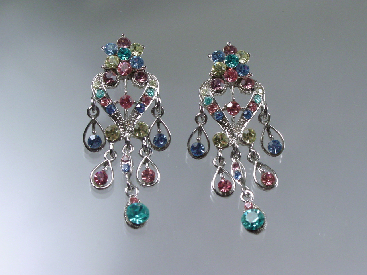 Multi Color Floral Chandelier Earrings