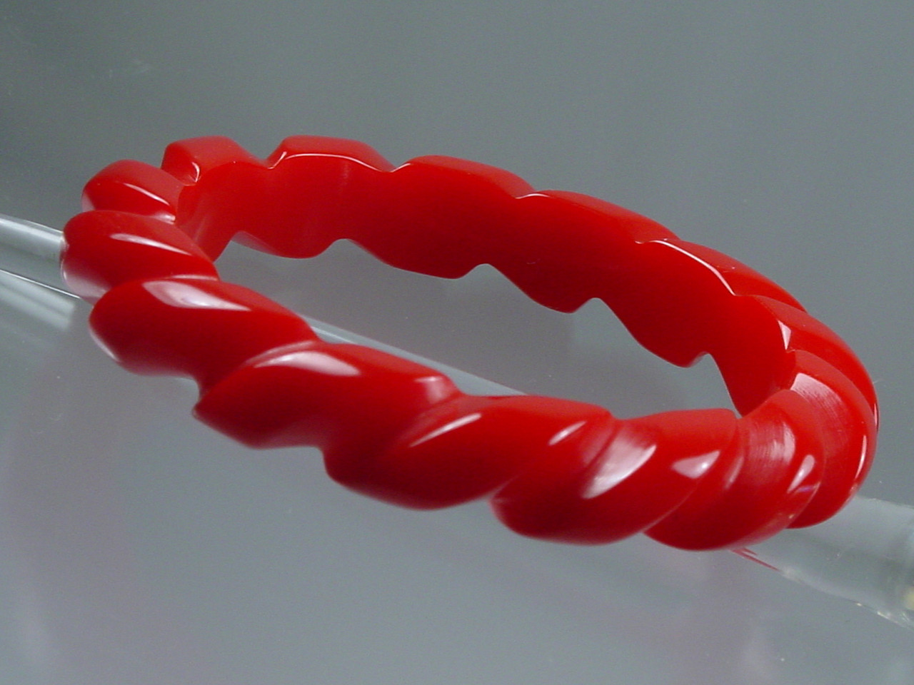 Heavily Carved Vintage Red Bakelite Bracelet