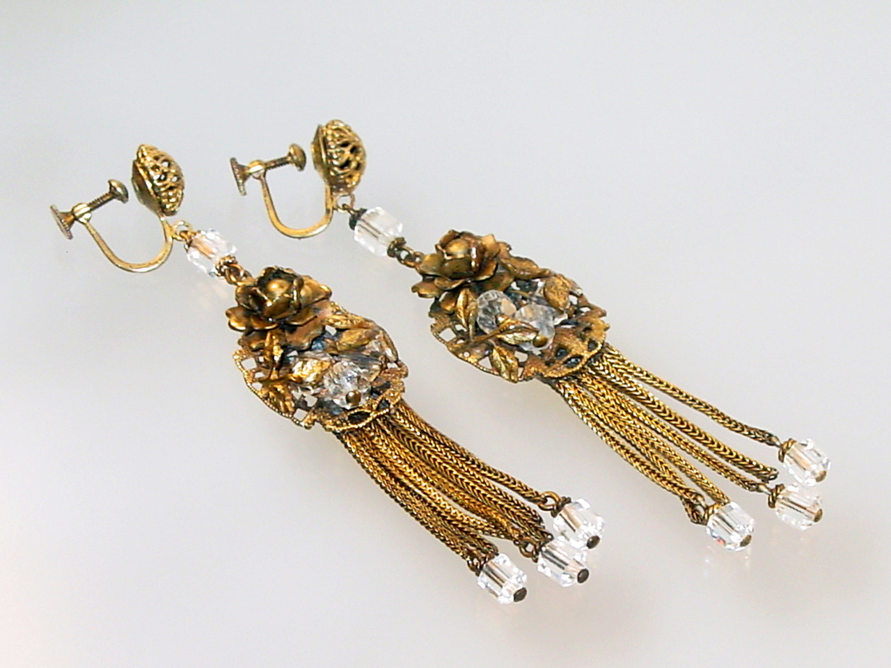 Antique FN Co Crystal Dangle Earrings