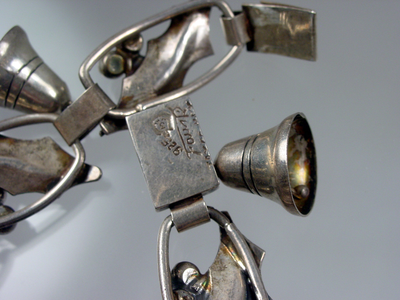 Taxco Mexico Sterling Bells Bracelet Eagle 3