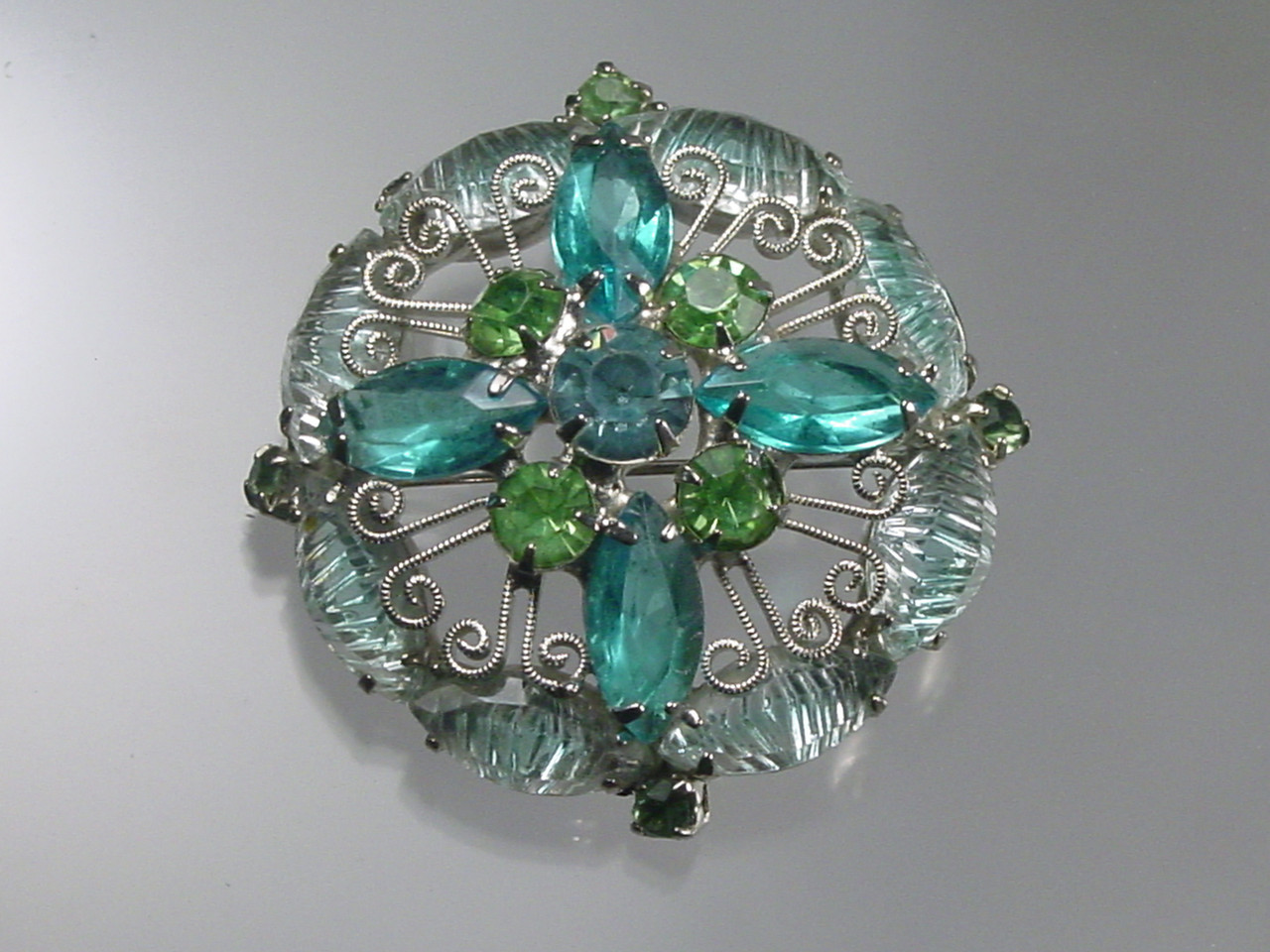 Givre Glass with Marquise Rhinestones Brooch Juliana D&E