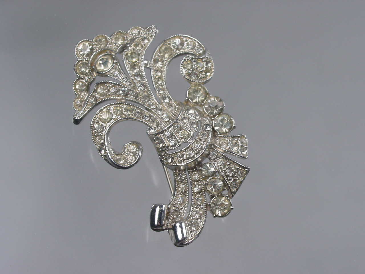 Swirling Rhinestone Brooch with Hook