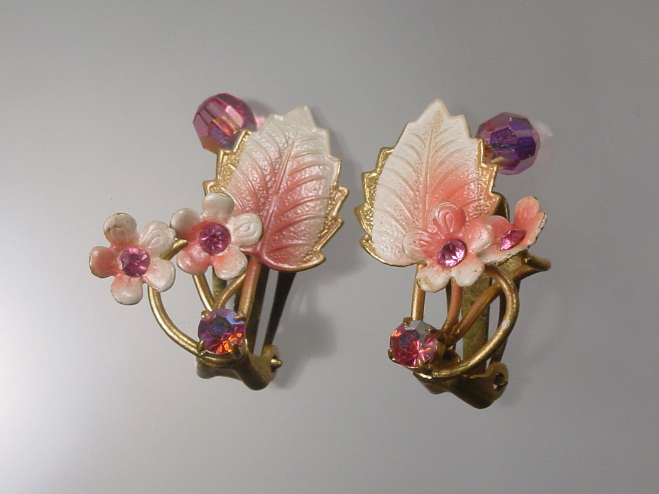 Vintage Austrian Pink Crystal Earrings