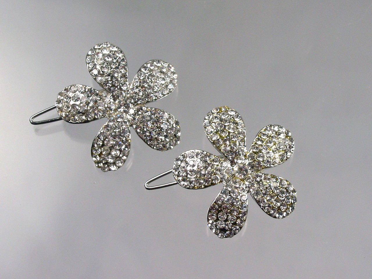 Petite Rhinestone Flower Hair Clips