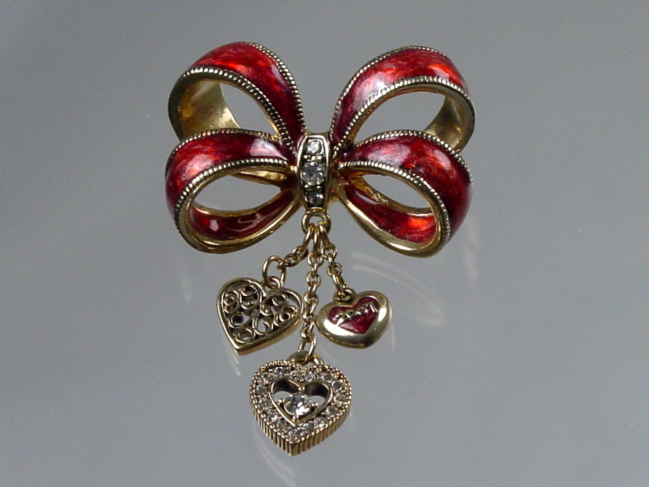 Monet Bow Brooch 3 Charms