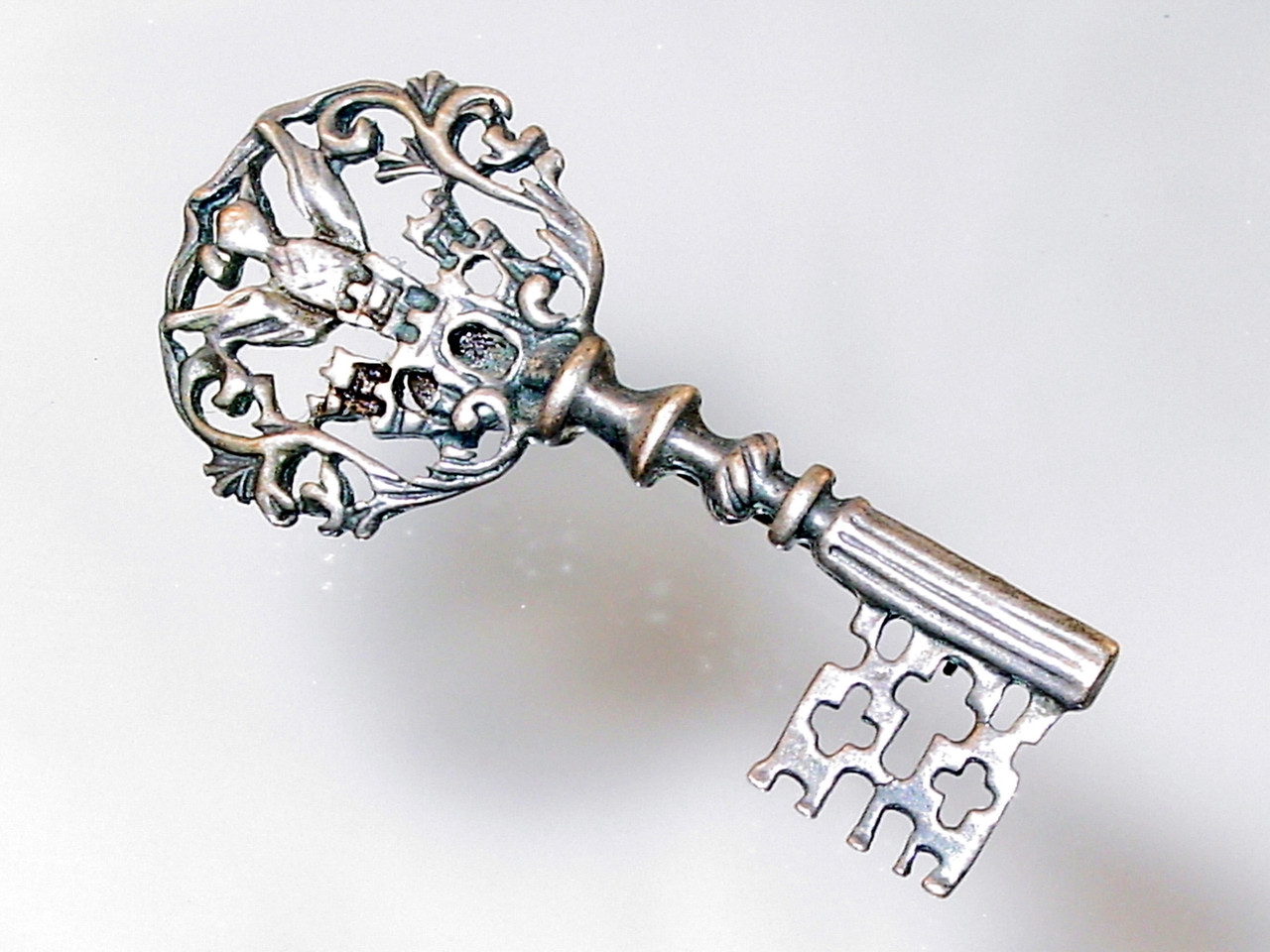Danecraft Sterling Silver Key Brooch with Bird and Castle