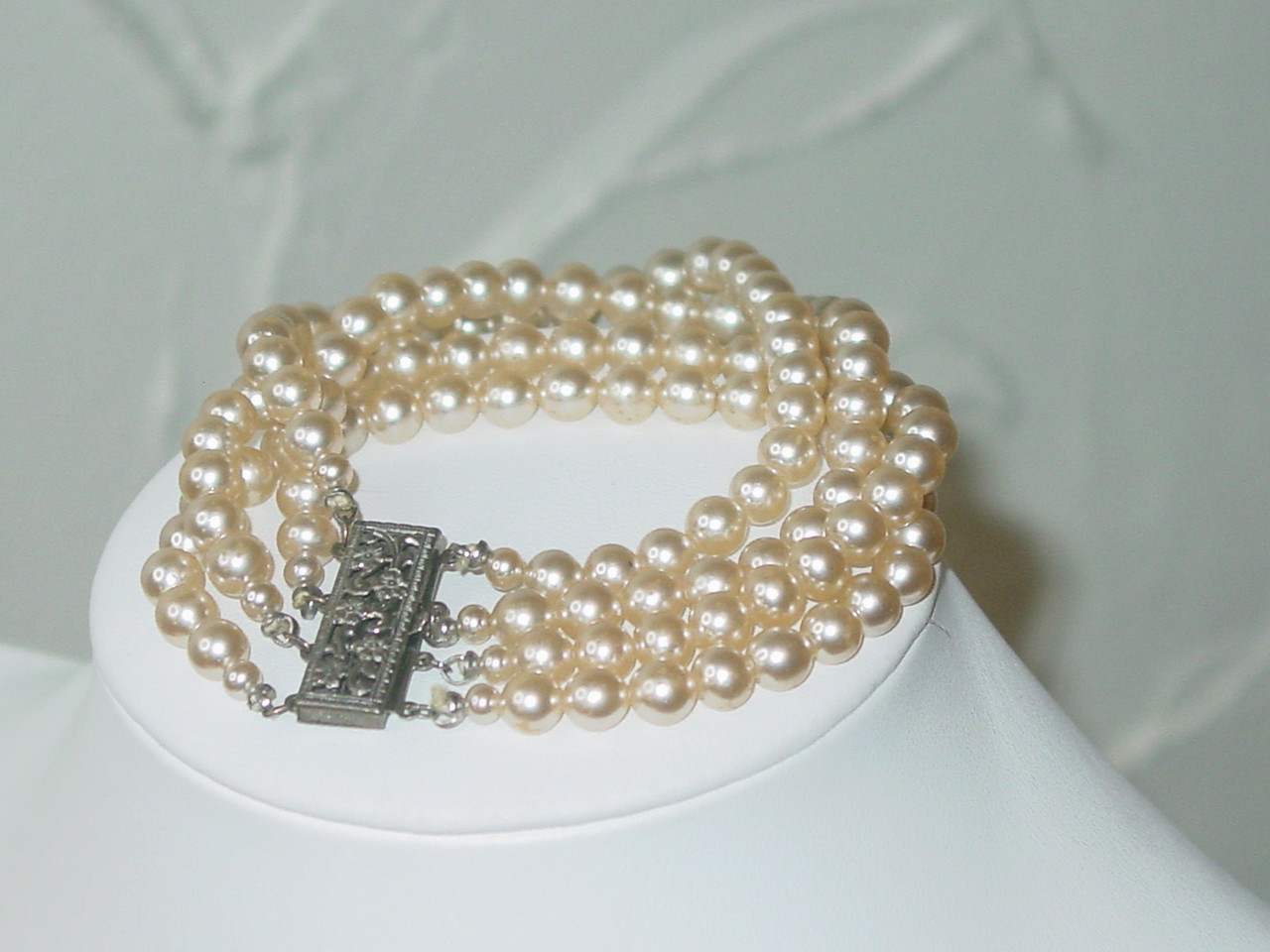 Multi Strand Glass Pearl Bracelet