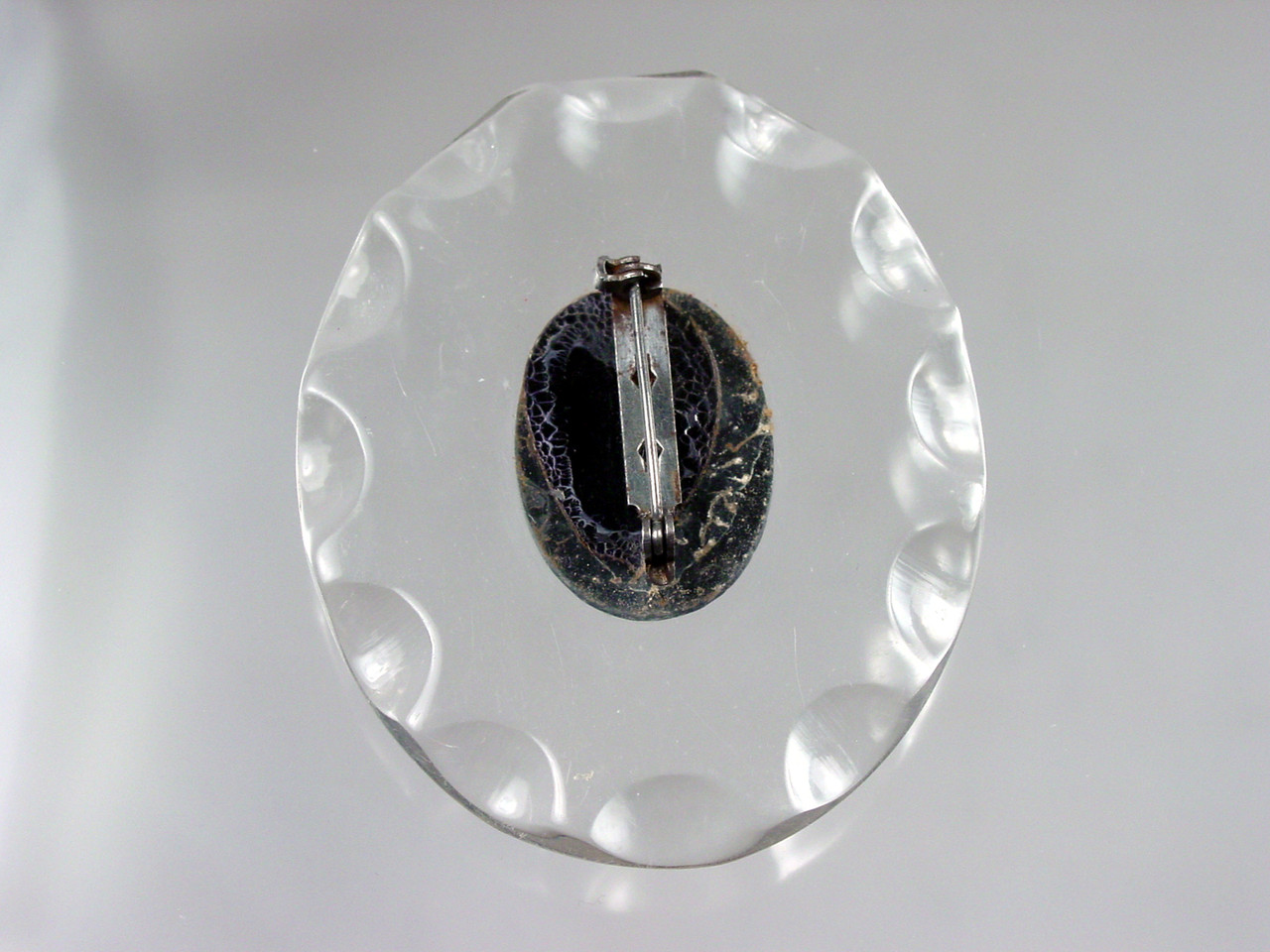 Back of Lucite Cameo Brooch
