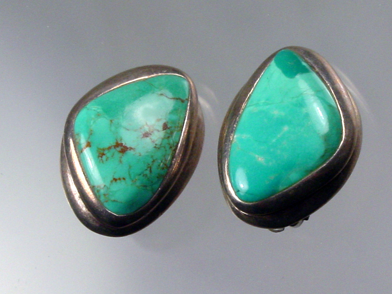 Vintage Barse Sterling Turquoise Clip Earrings