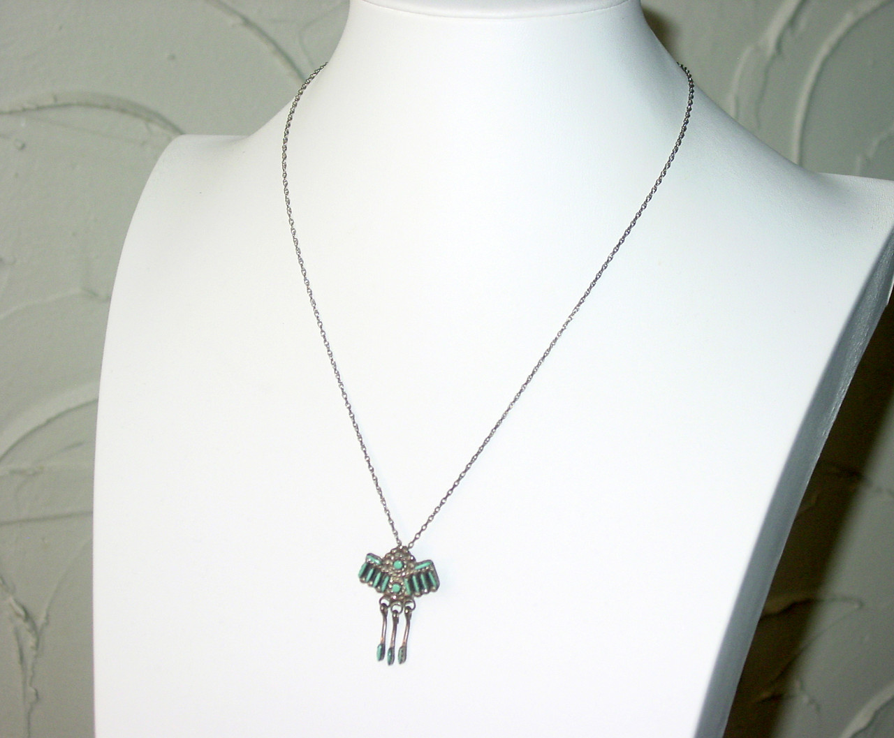 Zuni Turquoise Needlepoint Sterling Necklace