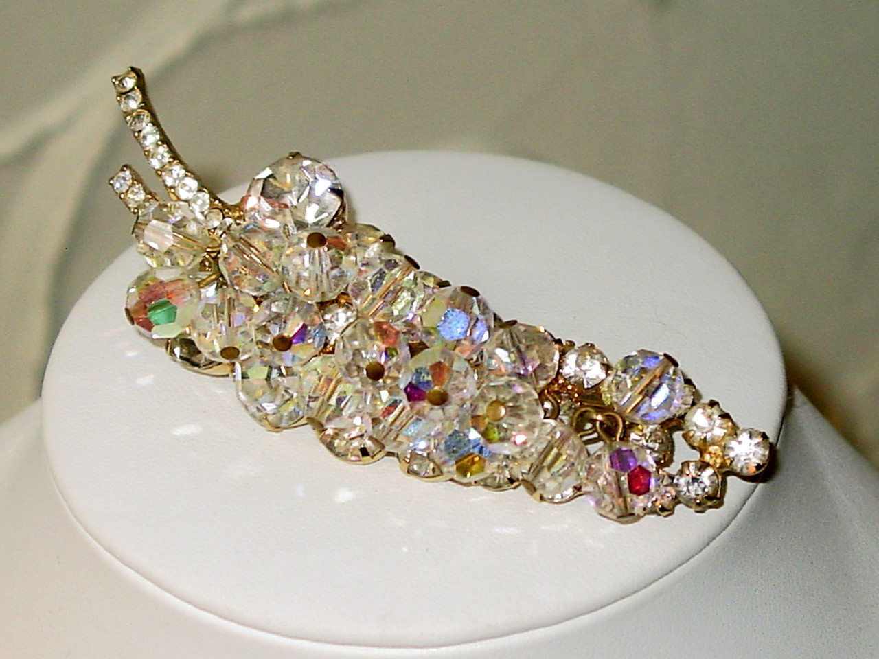 Juliana Cha Cha Brooch Clear Rhinestones Dangle Crystals