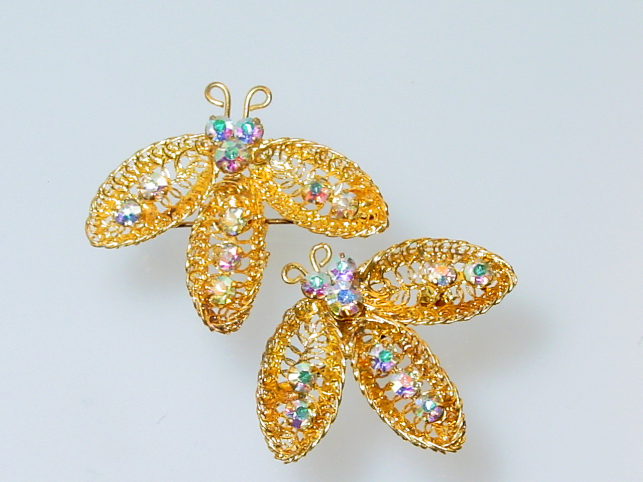Pair of Made in Austria AB Rhinestone Bug Pins