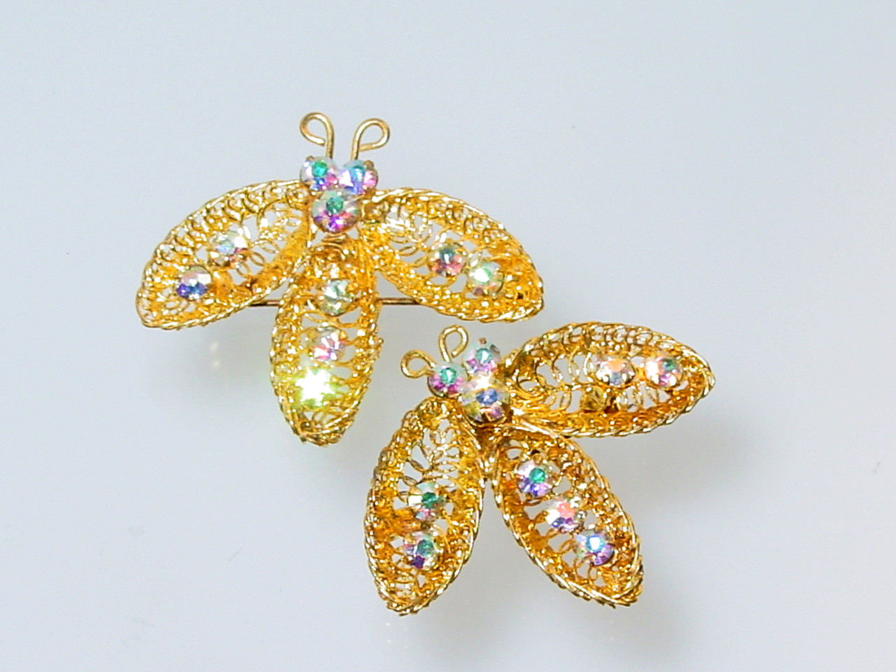 Sparkling Rhinestone Bug Brooches Made in Austria