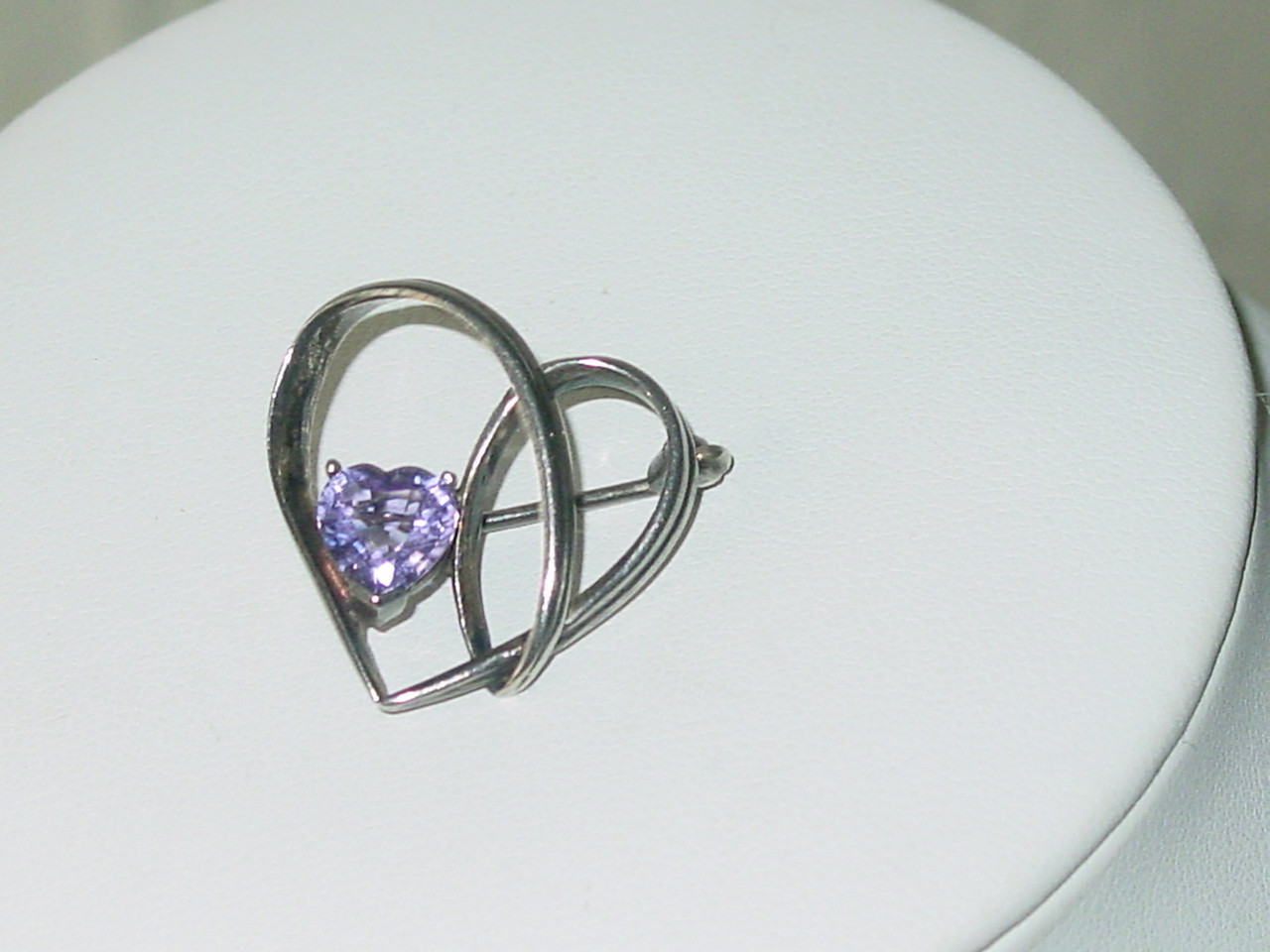 Petite Open Heart with Amethyst Pin