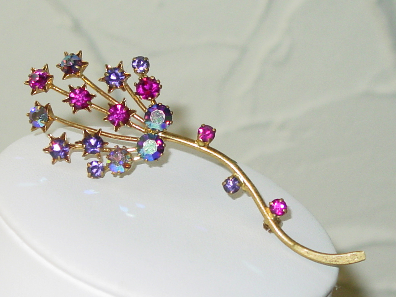 Late 1950's - 1960's Made in Austria Tall Star Flower Brooch