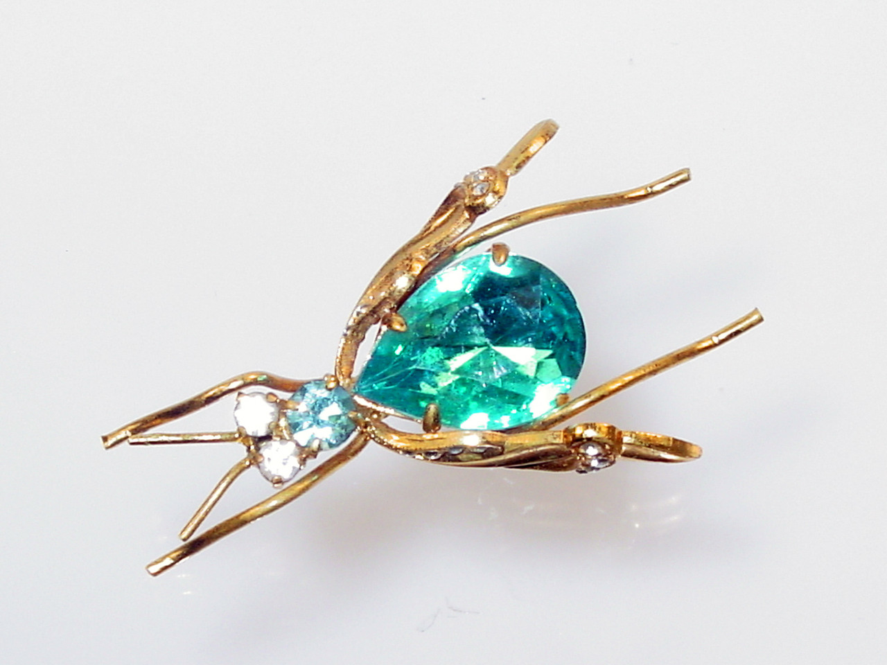 Deep Teal Blue Teardrop Body with Wings Brooch from Germany Deep Teal Blue Teardrop Body with Wings Brooch from Germany