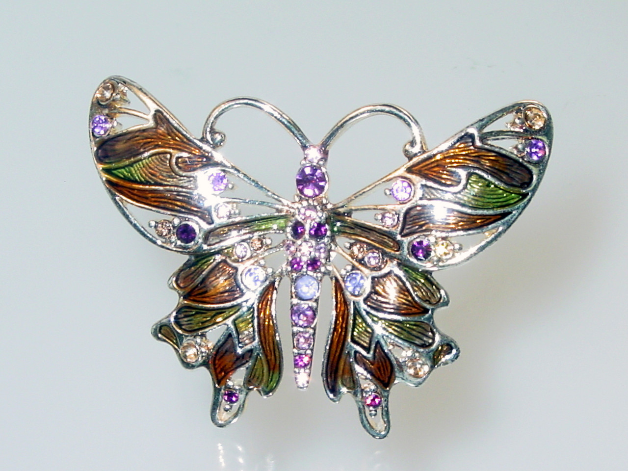 Monet Butterfly Brooch Shades of Purple Rhinestones