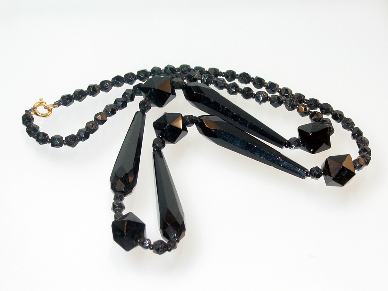 Antique Jet Black Drop Necklace