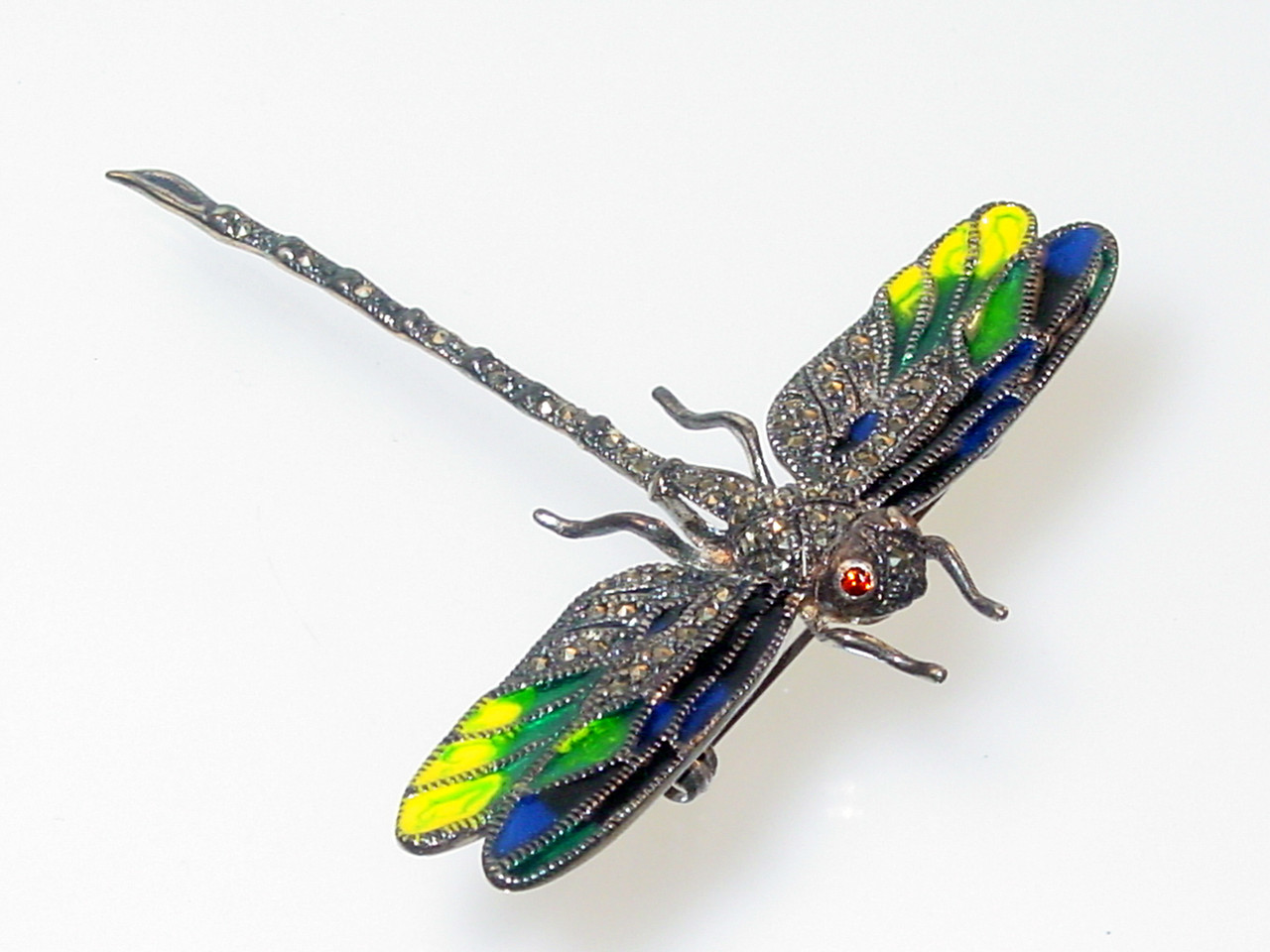 Ornate Large Marcasite Sterling Brooch