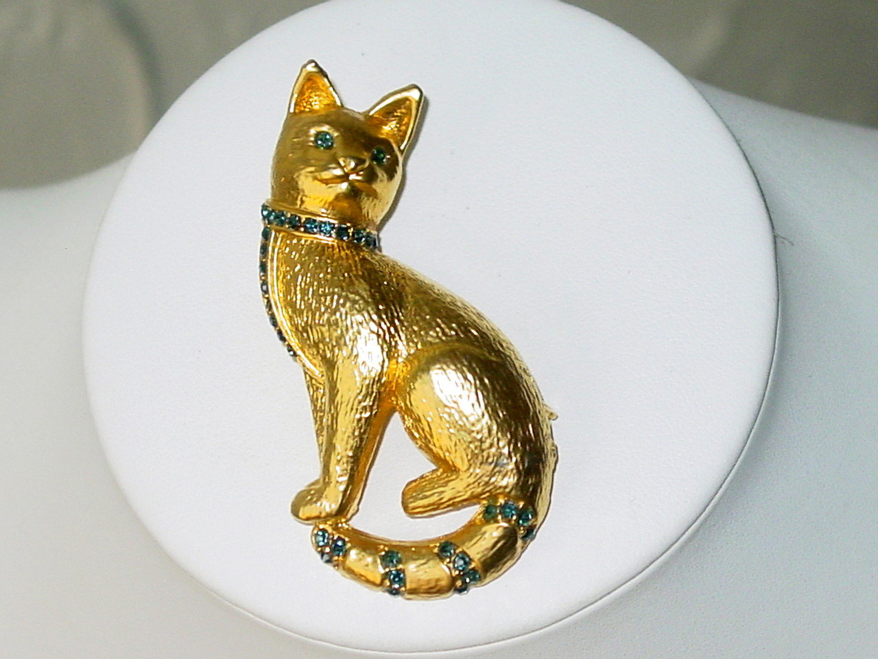 Tall Jeweled Cat Brooch