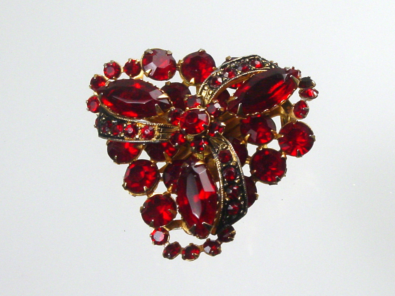Deep Red Marquise Brooch Halo Arcs