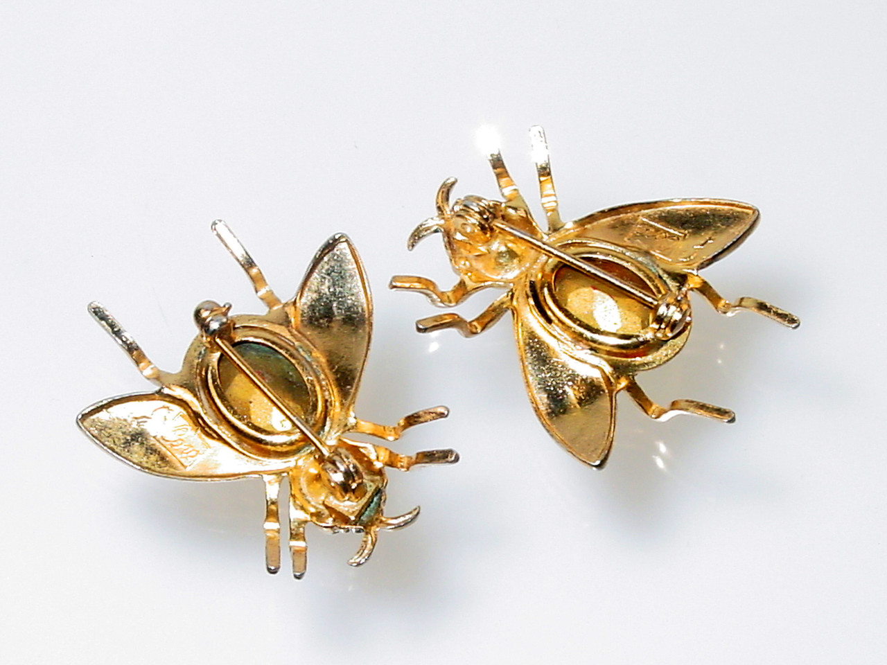 1940s Coro Pegasus Red Fly Bees Brooch Pair
