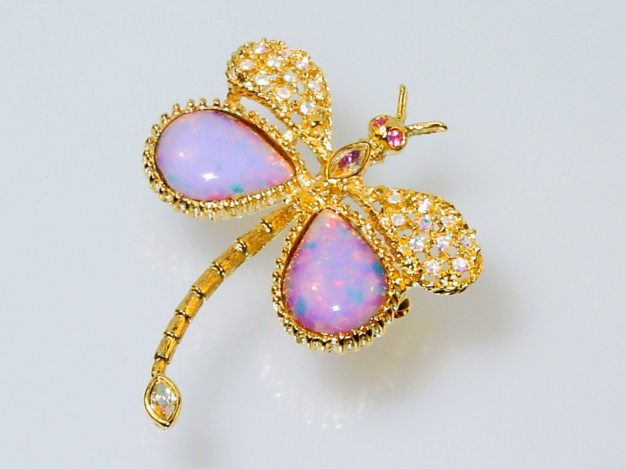 Graziano Fire Pink Opal Glass Brooch