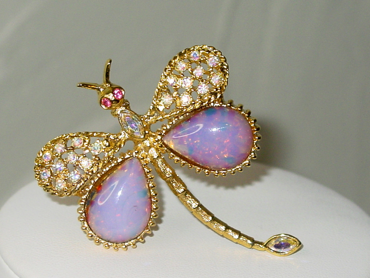 Graziano Pink Glass Opal Brooch