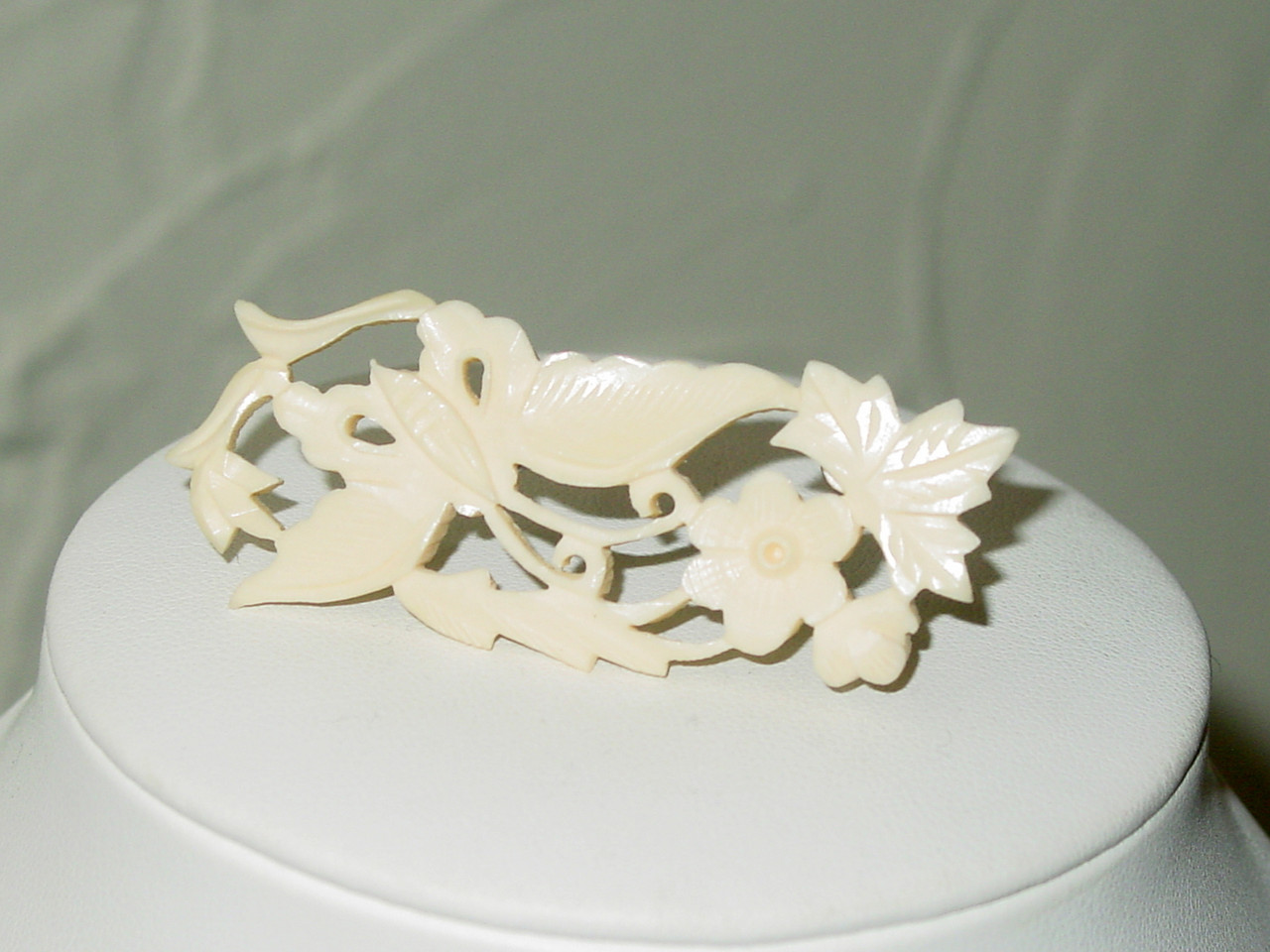 Late 1800's Carved Bovine Bone Brooch