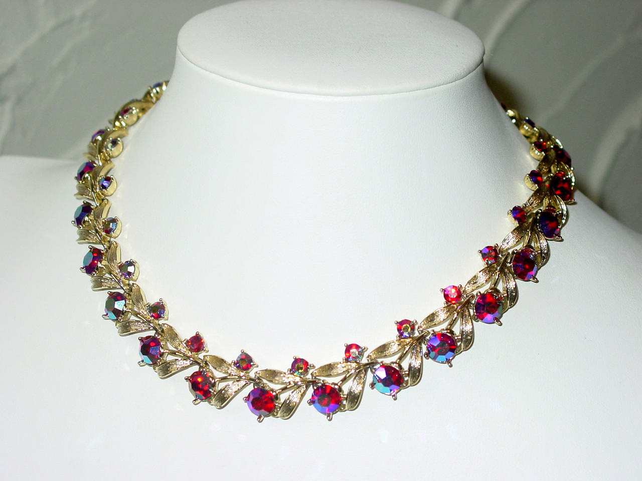 Late 1950's Kramer Red Rhinestone Necklace