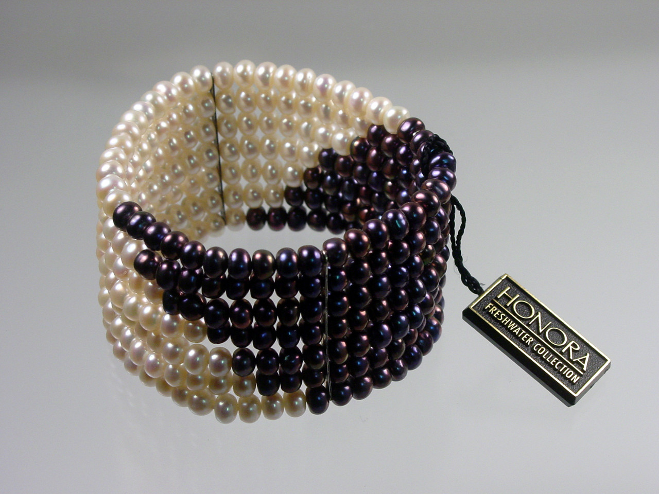 Cream and Violet Pearl Bracelet