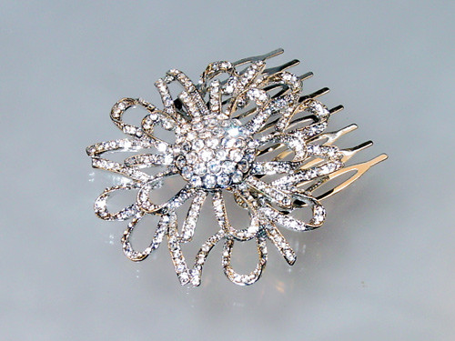 rhinestone floral hair comb