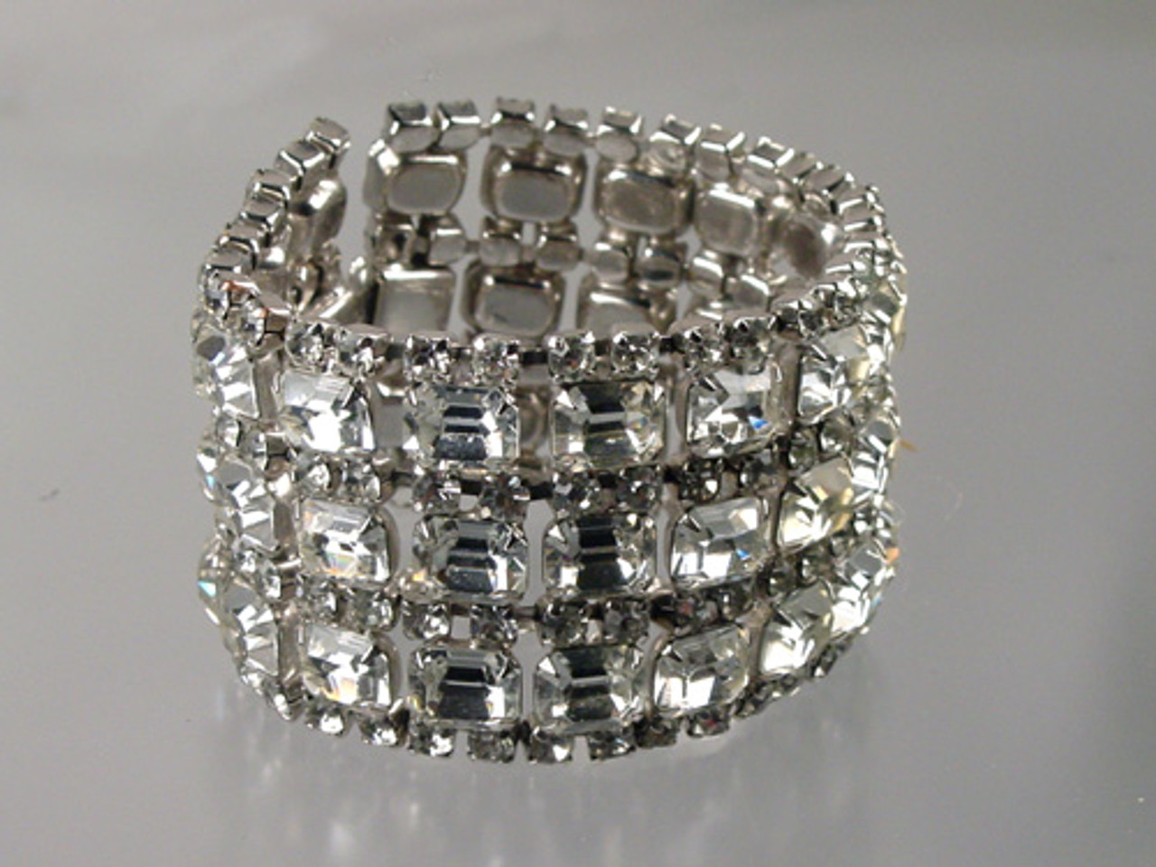 Wide emerald cut crystal bracelet