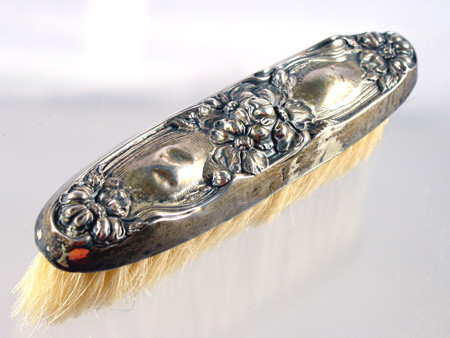 Antique Sterling Silver Clothes Brush Repousse