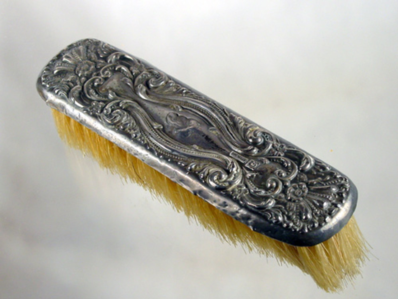 DEC 17 1895 Clothes Brush Sterling Silver 925 Fine Victorian Horse Hair