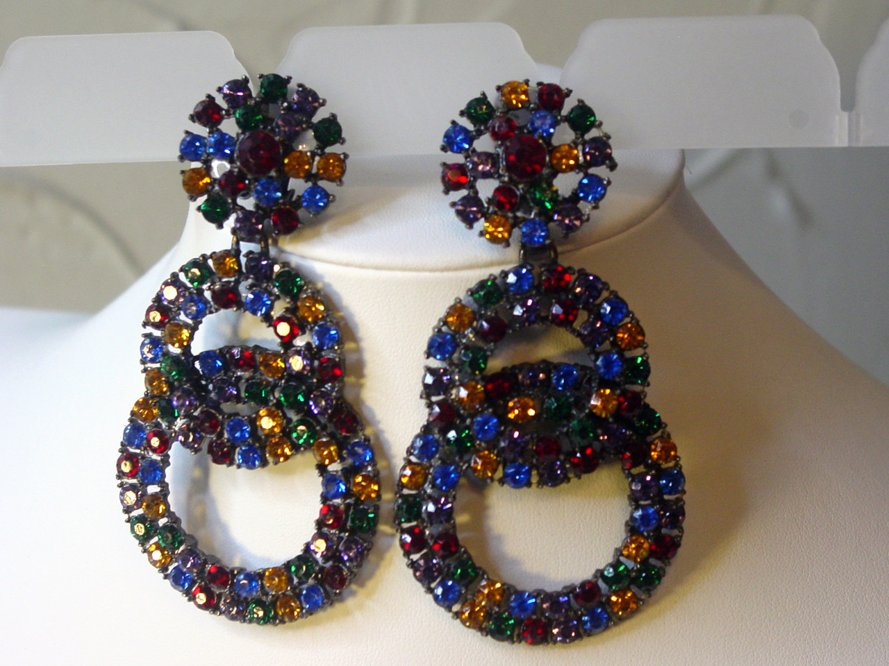 Thelma Deutsch Large Rhinestone Hoops Earrings