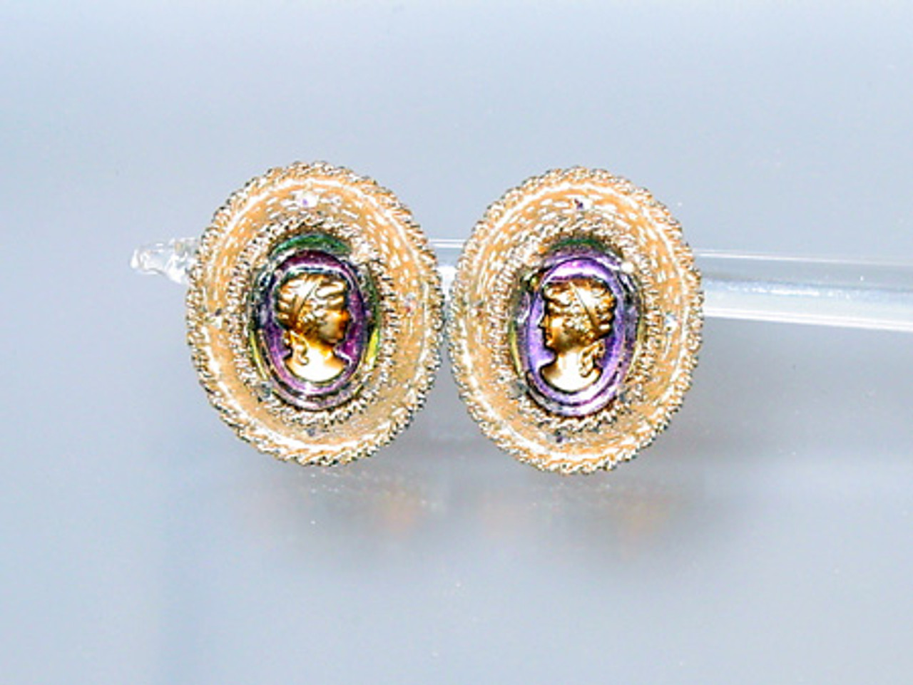 Judy Lee Glass Cameo Earrings