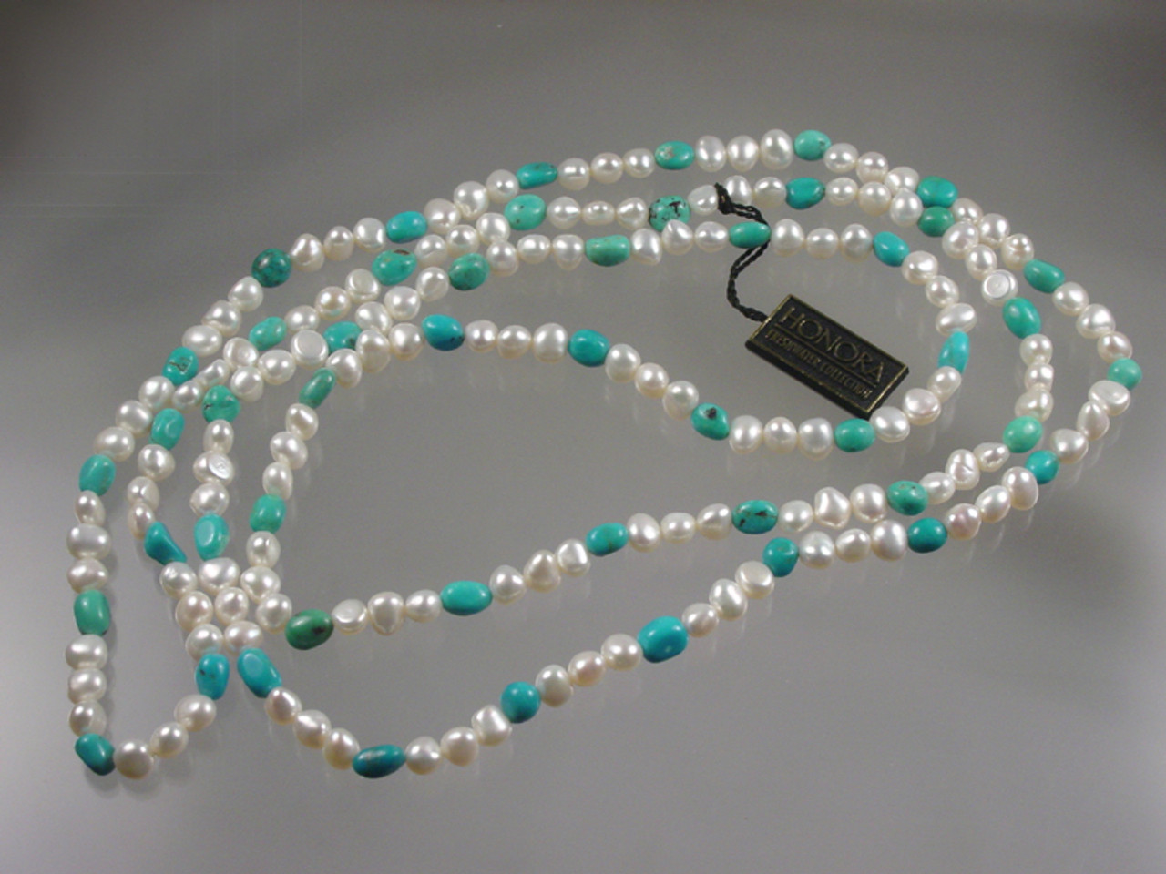 Honora Freshwater Pearl and Turquoise Necklace 50 inches