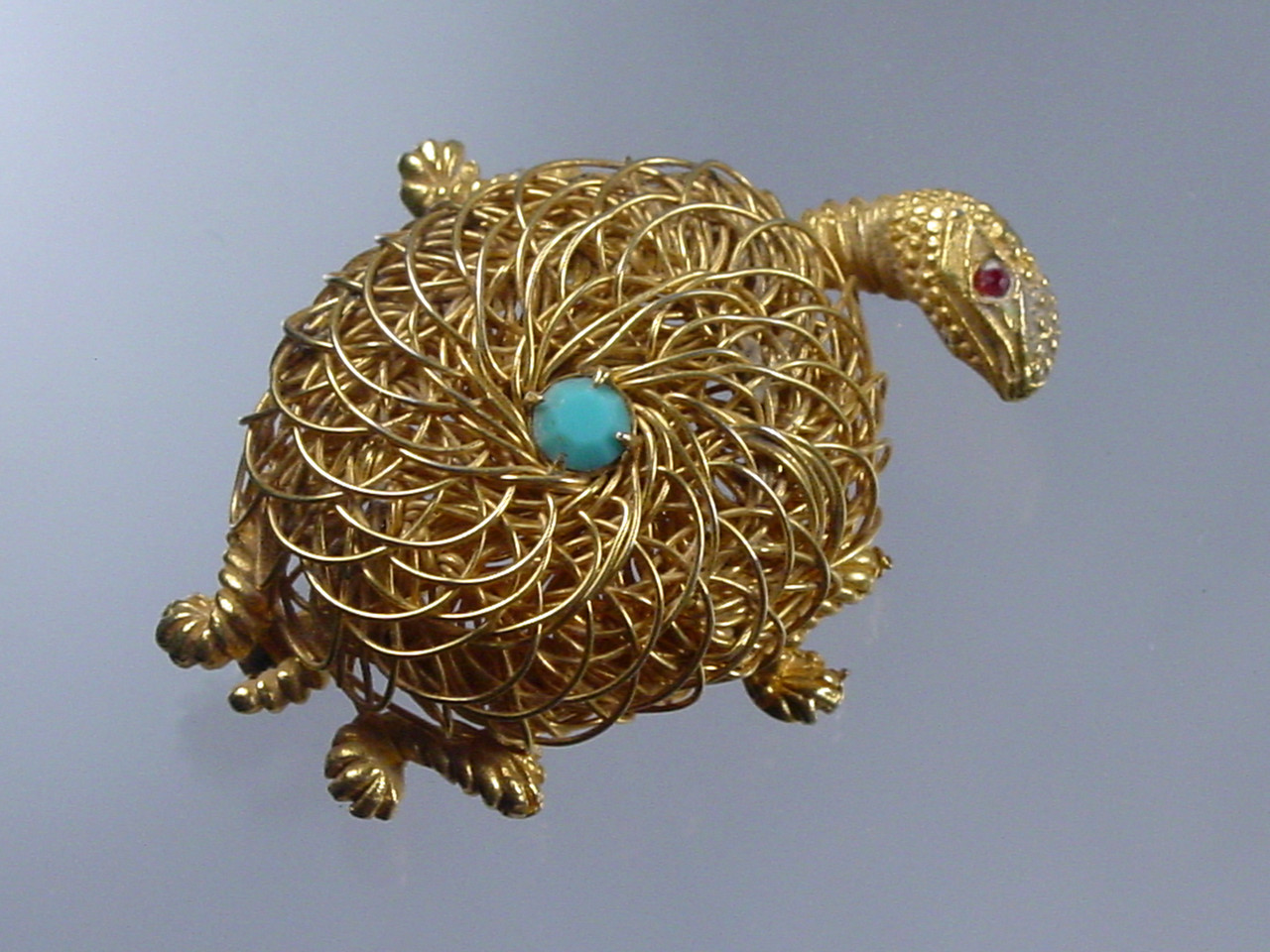 Vintage Turtle Pin with Rhinestones