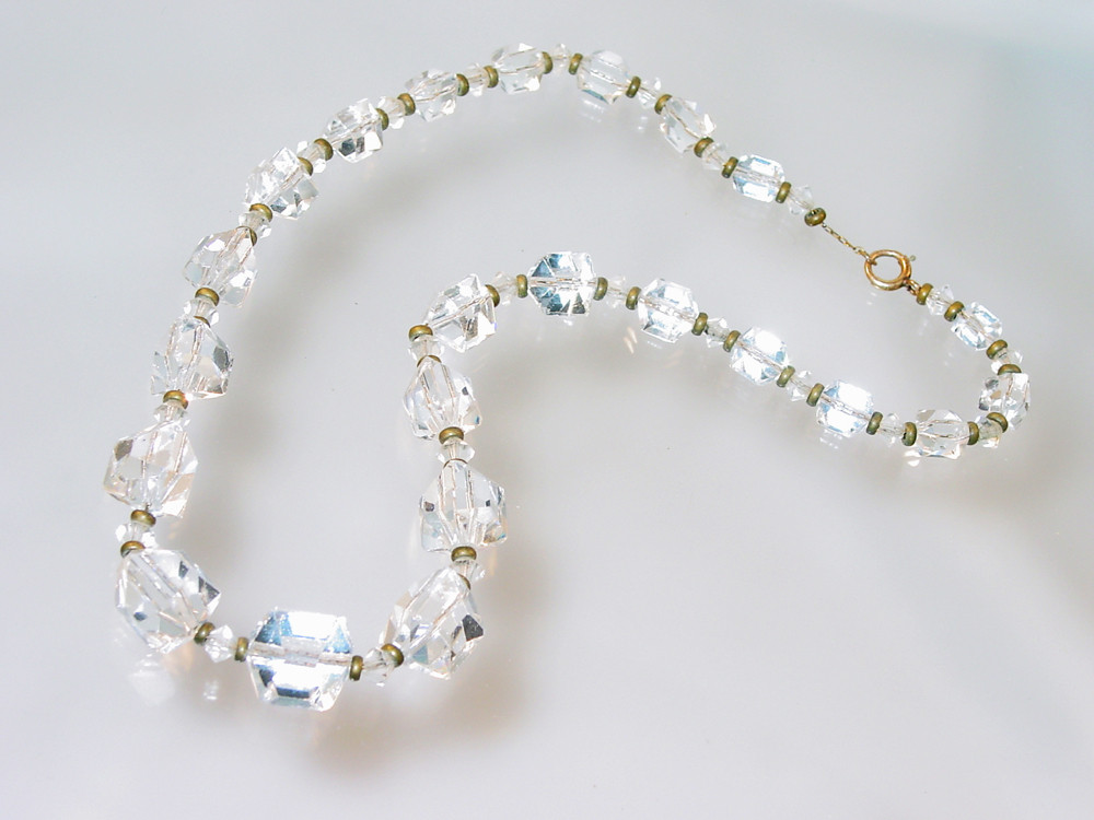 Antique Rock Crystal Necklace on Golden Chain