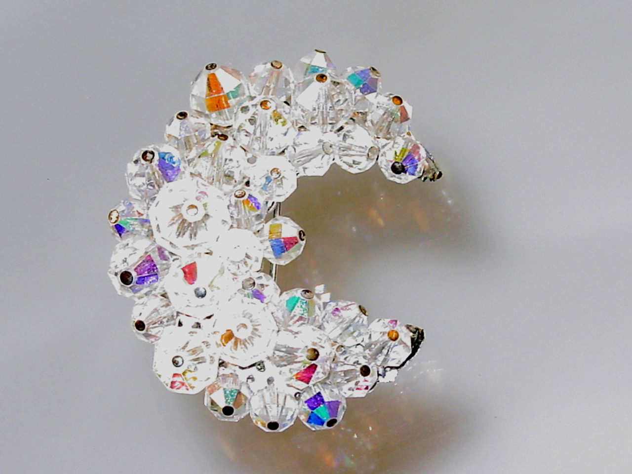 AB crystal moon brooch