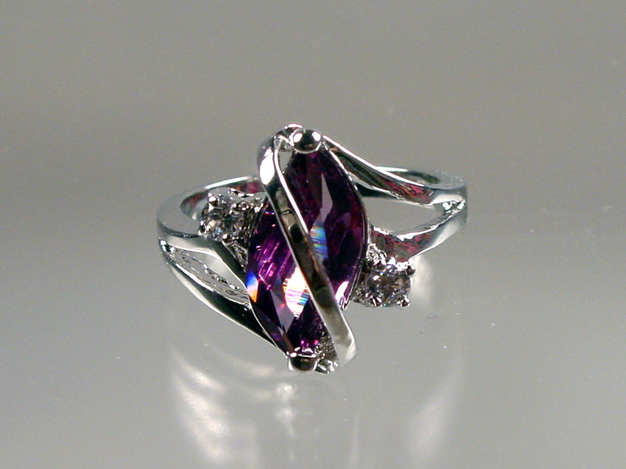 Intense Purple Crystal Marquise Ring