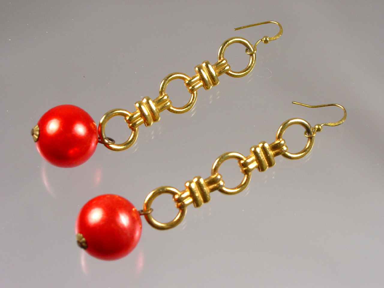 Dangle Red Bauble Earrings