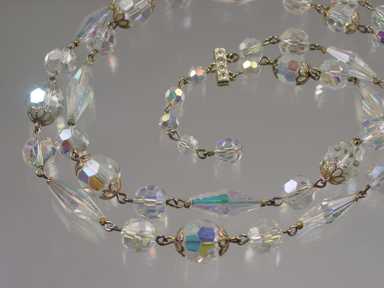 Vintage | Jewelry | Vintage Aurora Borealis Crystal Double Strand Necklace  | Poshmark