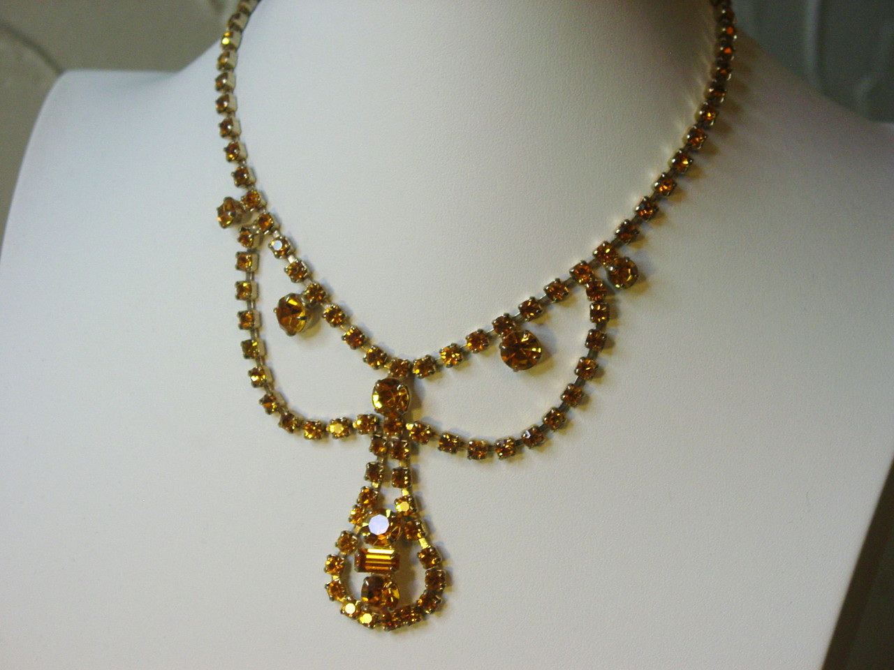 Yellow Rhinestone Bib Necklace