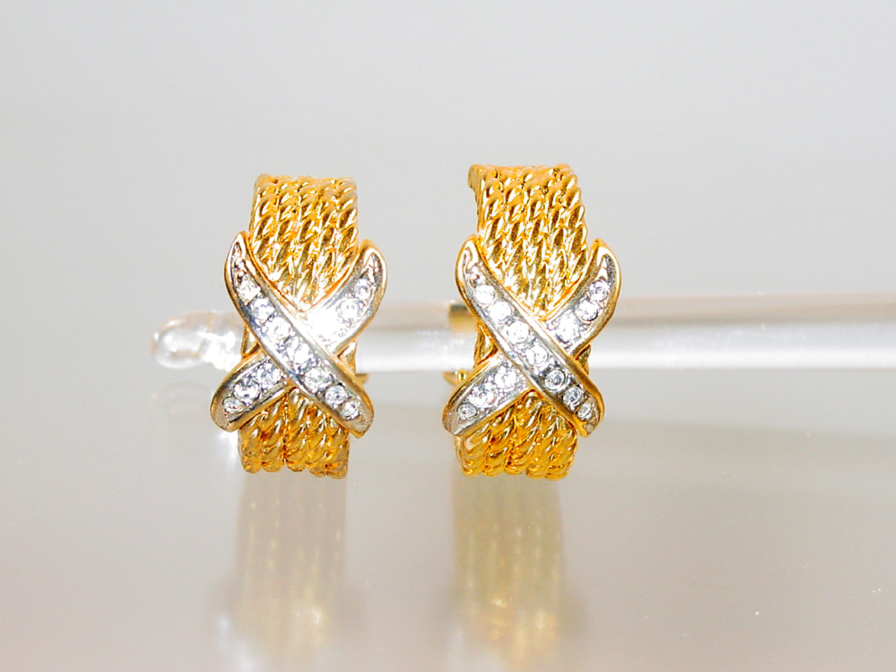 Rope Rhinestone Hoop Earrings