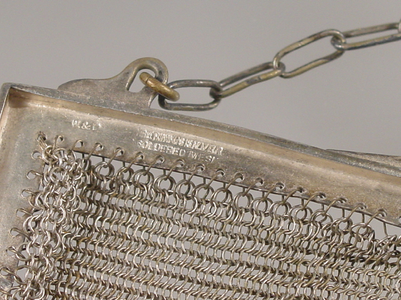 Sterling Silver Mesh Evening Bag Ca. 1900, H 7