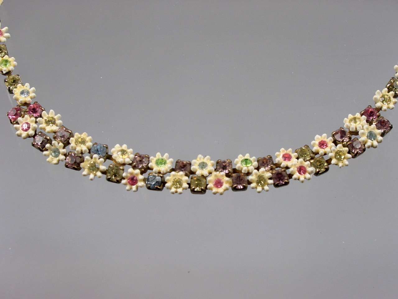 1950 s Rainbow Rhinestone Diamante Necklace SOLD